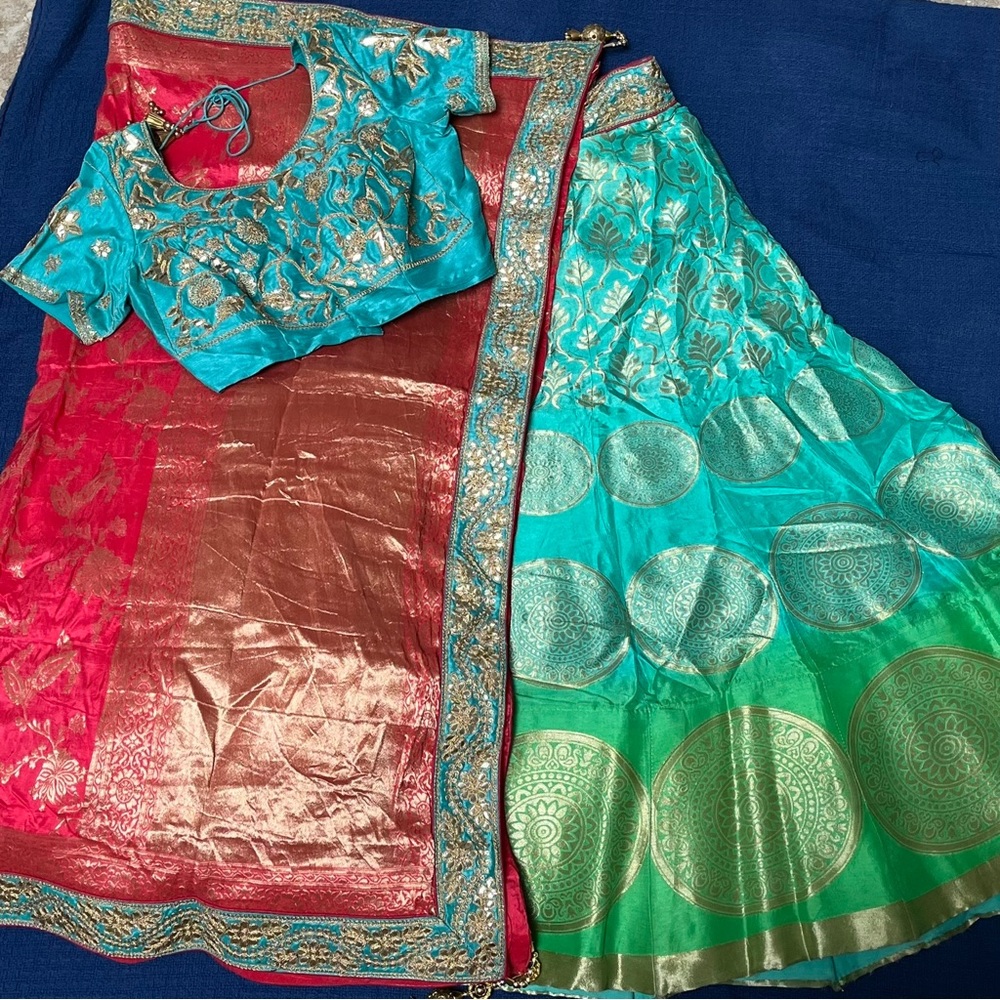 Designer Benarasi Lengha Choli Saree Duppatta Saree